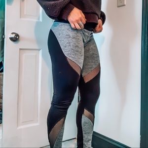 Grey and Black Mesh Workout Leggings